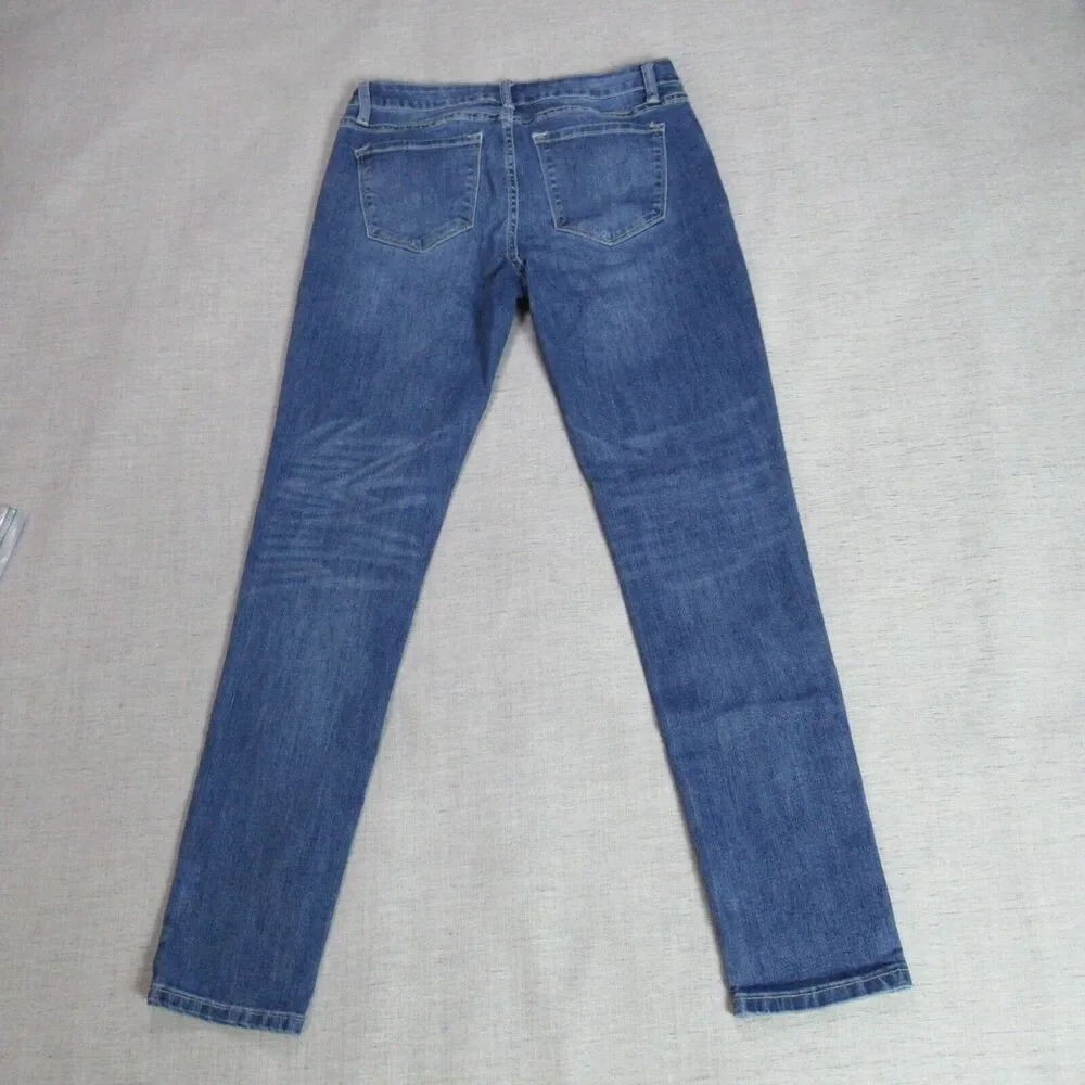 Kancan Jeans Womens Size 11 Blue Distressed Tapered Leg Denim Mid Rise Med Wash